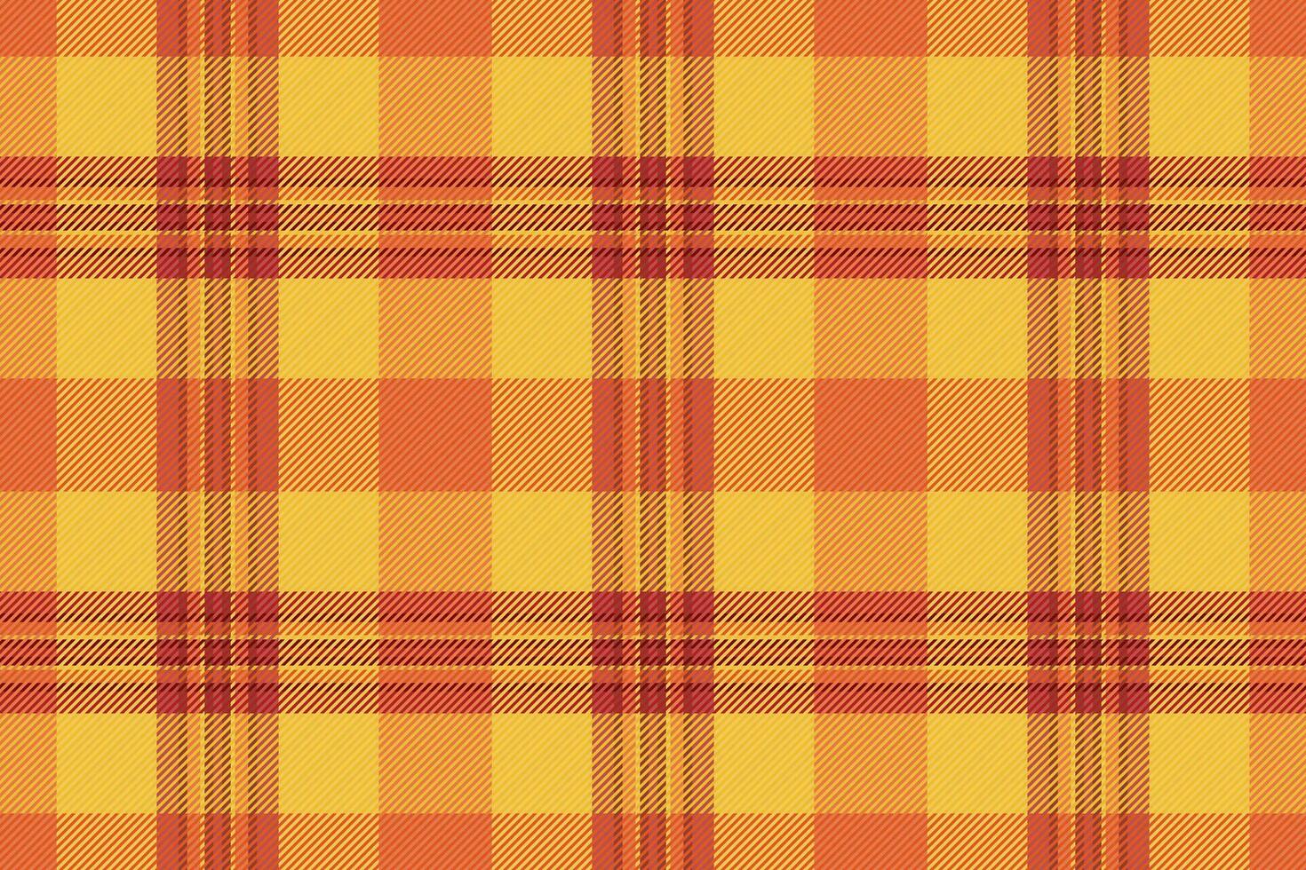Tweed fabric plaid vector, curtain seamless check tartan. Single textile pattern background texture in amber and orange colors. vector
