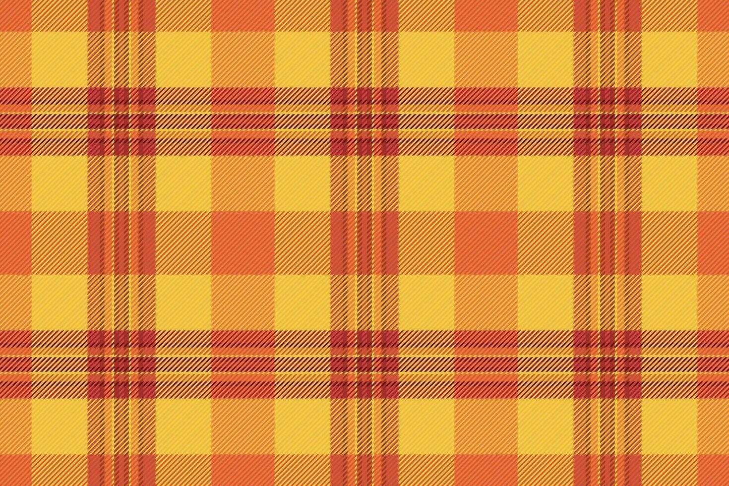 Tweed fabric plaid vector, curtain seamless check tartan. Single textile pattern background texture in amber and orange colors. vector