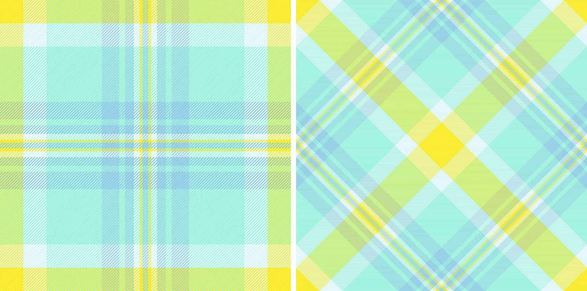 Check vector texture of fabric tartan pattern with a plaid background seamless textile. Set in novelty colors. Vogue fashion trends for the season.