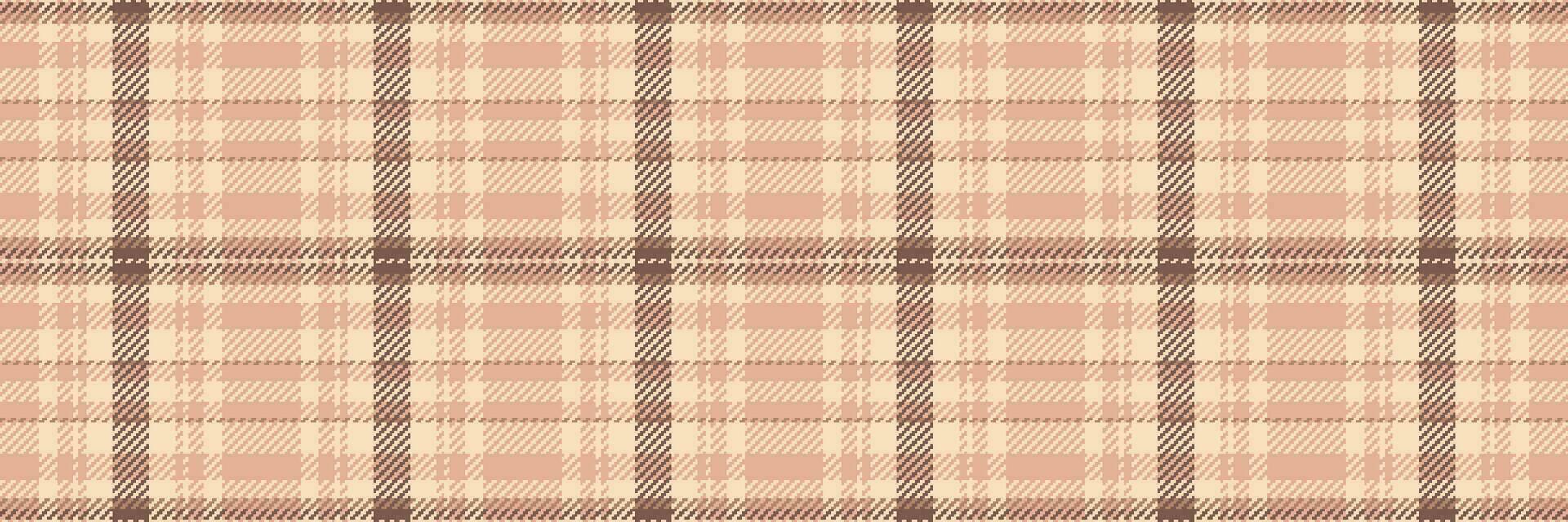 Rural textile plaid vector, 30s seamless tartan pattern. Infant check background fabric texture in orange and light colors. vector