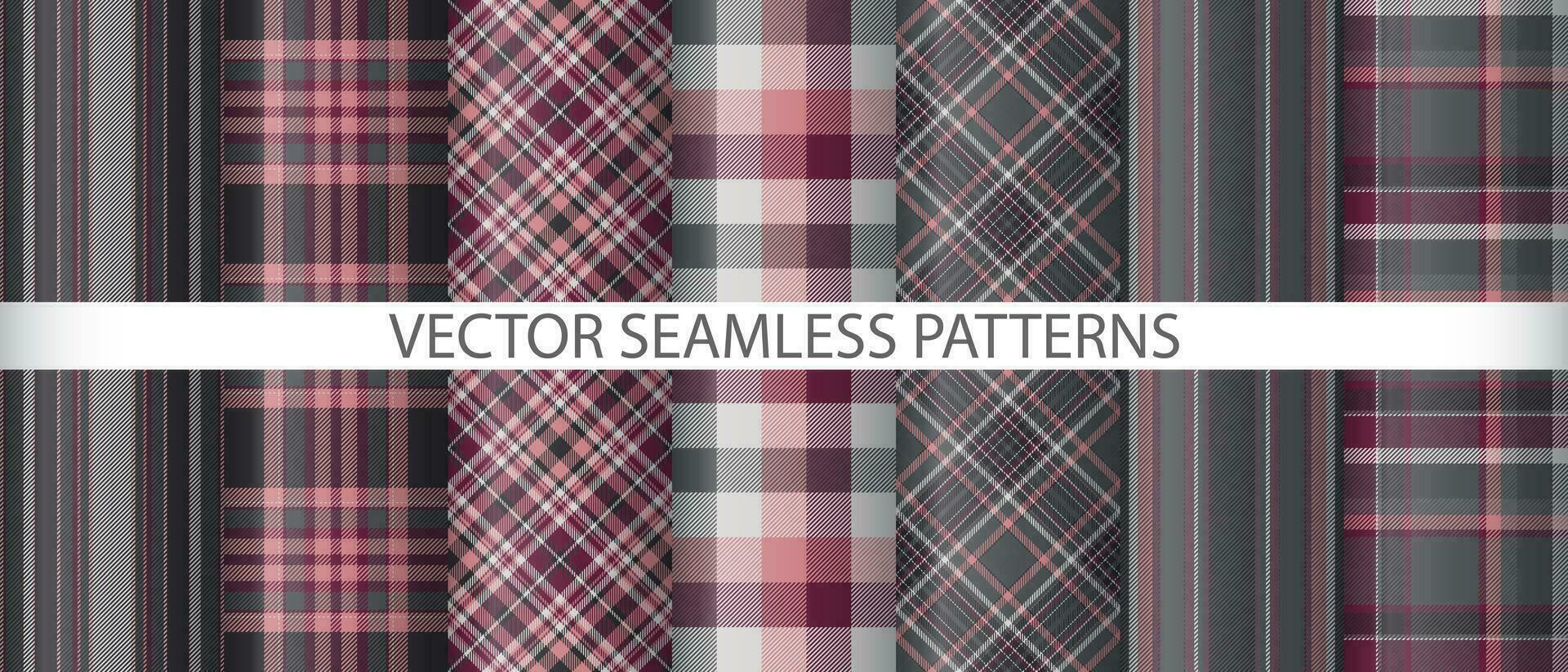 Set seamless pattern plaid. Check vector textile. Tartan fabric texture background.