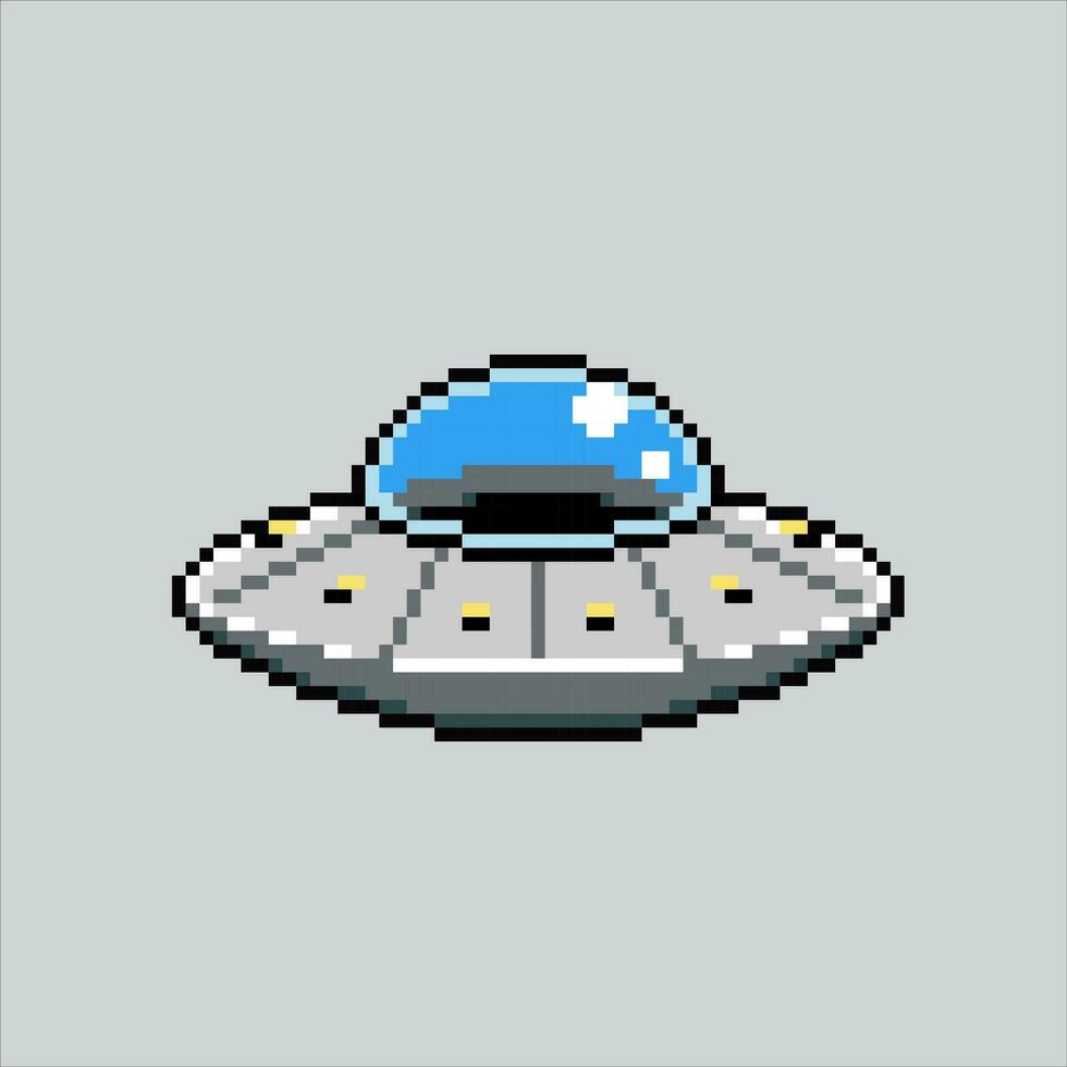 Pixel art illustration UFO. Pixelated UFO. Farm UFO space alien pixelated for the pixel art game and icon for website and video game. old school retro. vector