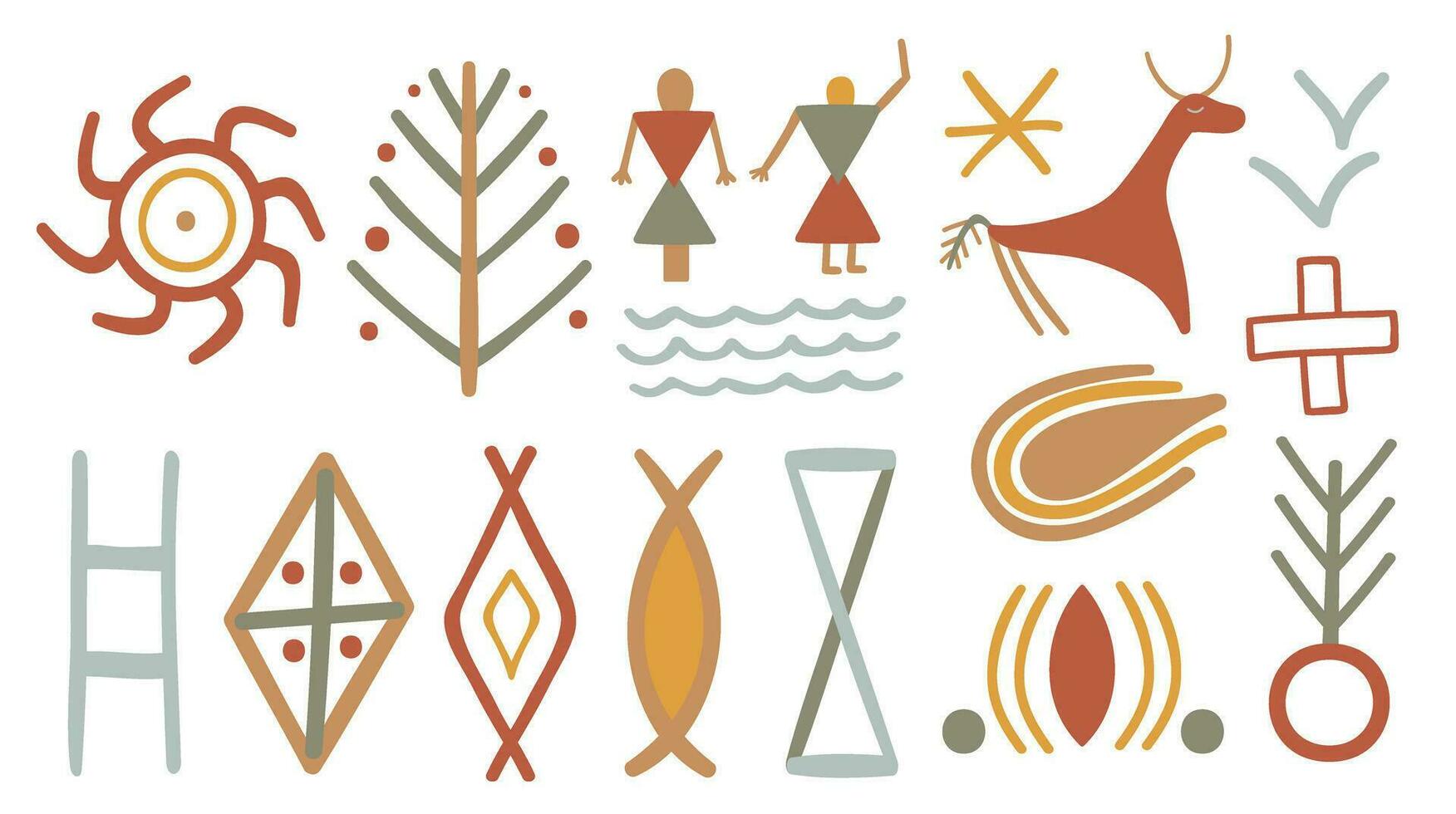 Symbols of Trypillian culture. Pagan signs of Cucuteni. vector