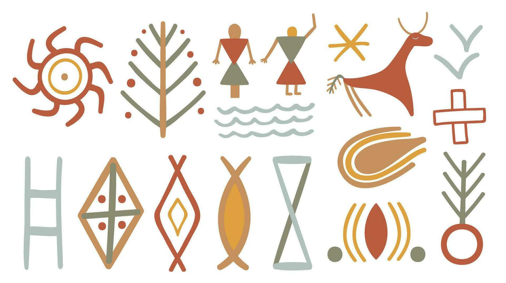 símbolos de tripiliano cultura. pagano señales de cucuteni. vector