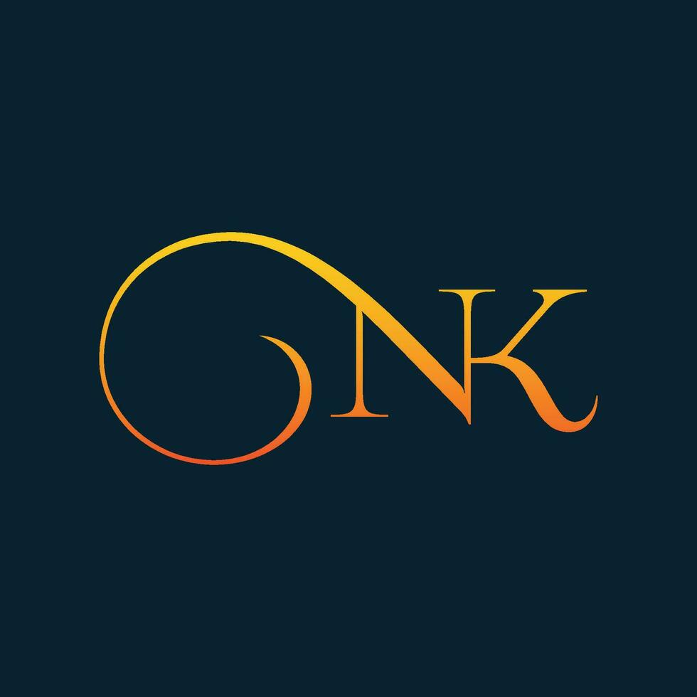 NK or KN initials monogram letter text alphabet logo design vector