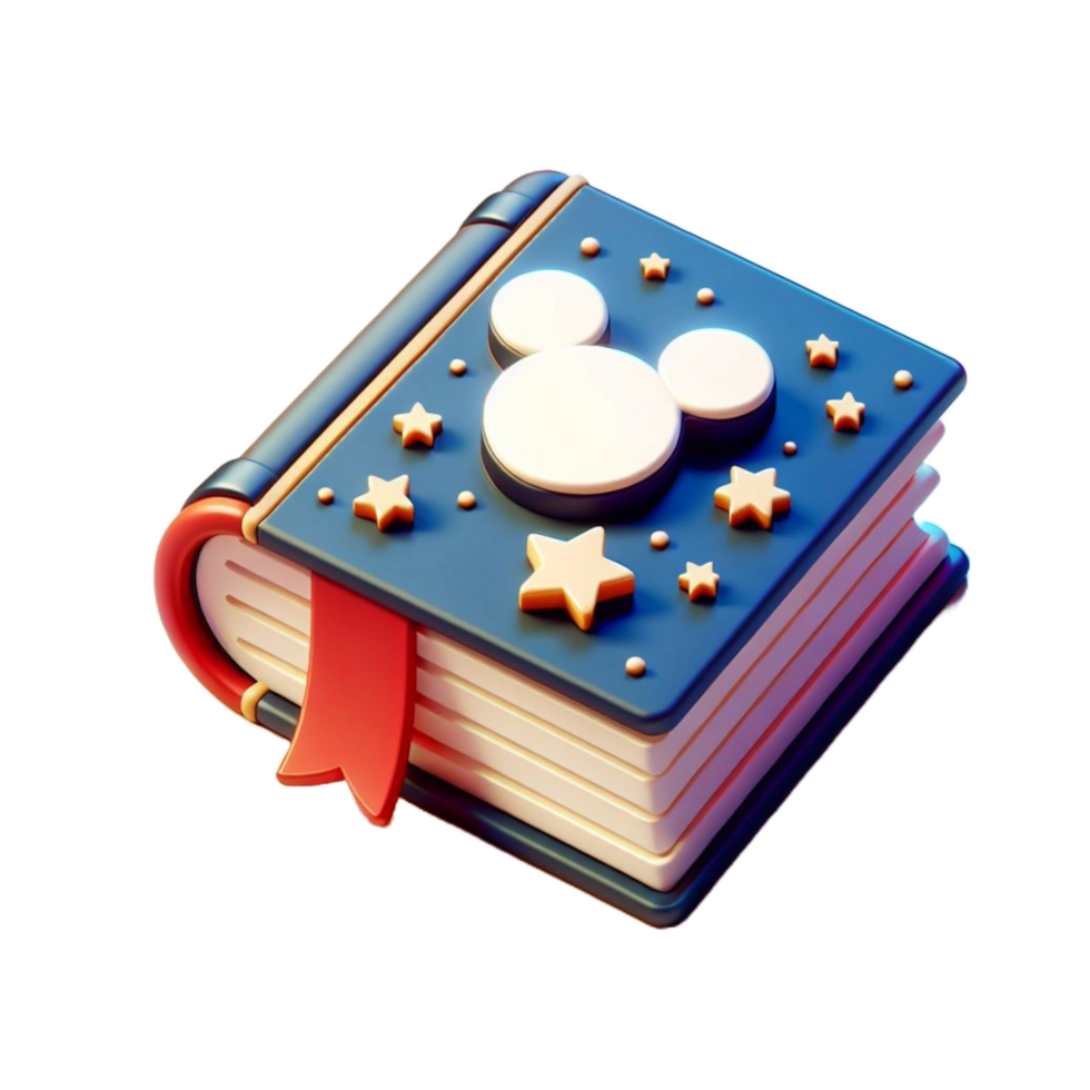 Book icon 3d render, accessories for learning. Signs of education, nobility, development. Cute plasticine style png