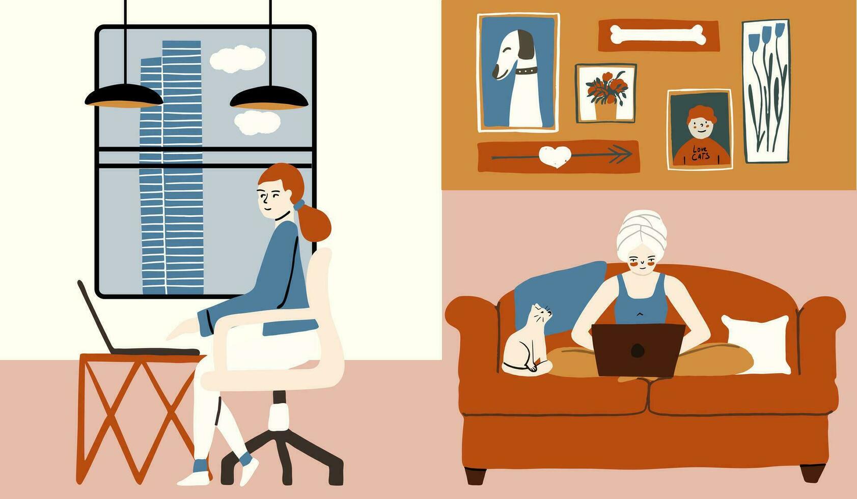 The concept of hybrid work. vector
