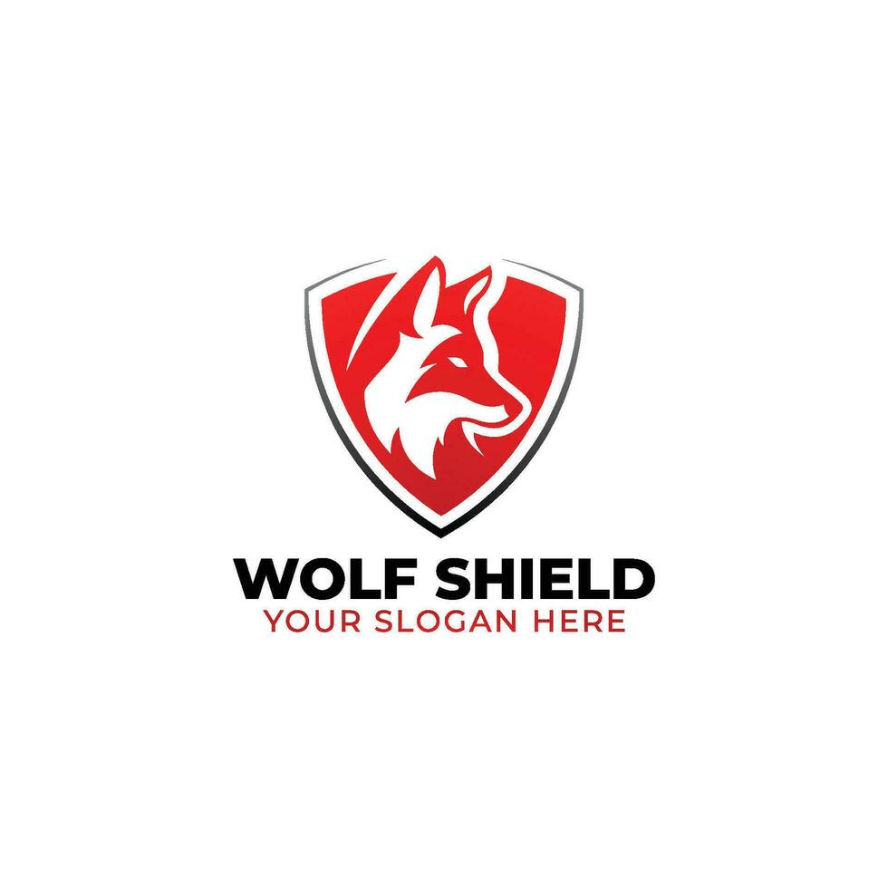 Wolf Shield Logo With Minimalist Design for Cyber Security vector