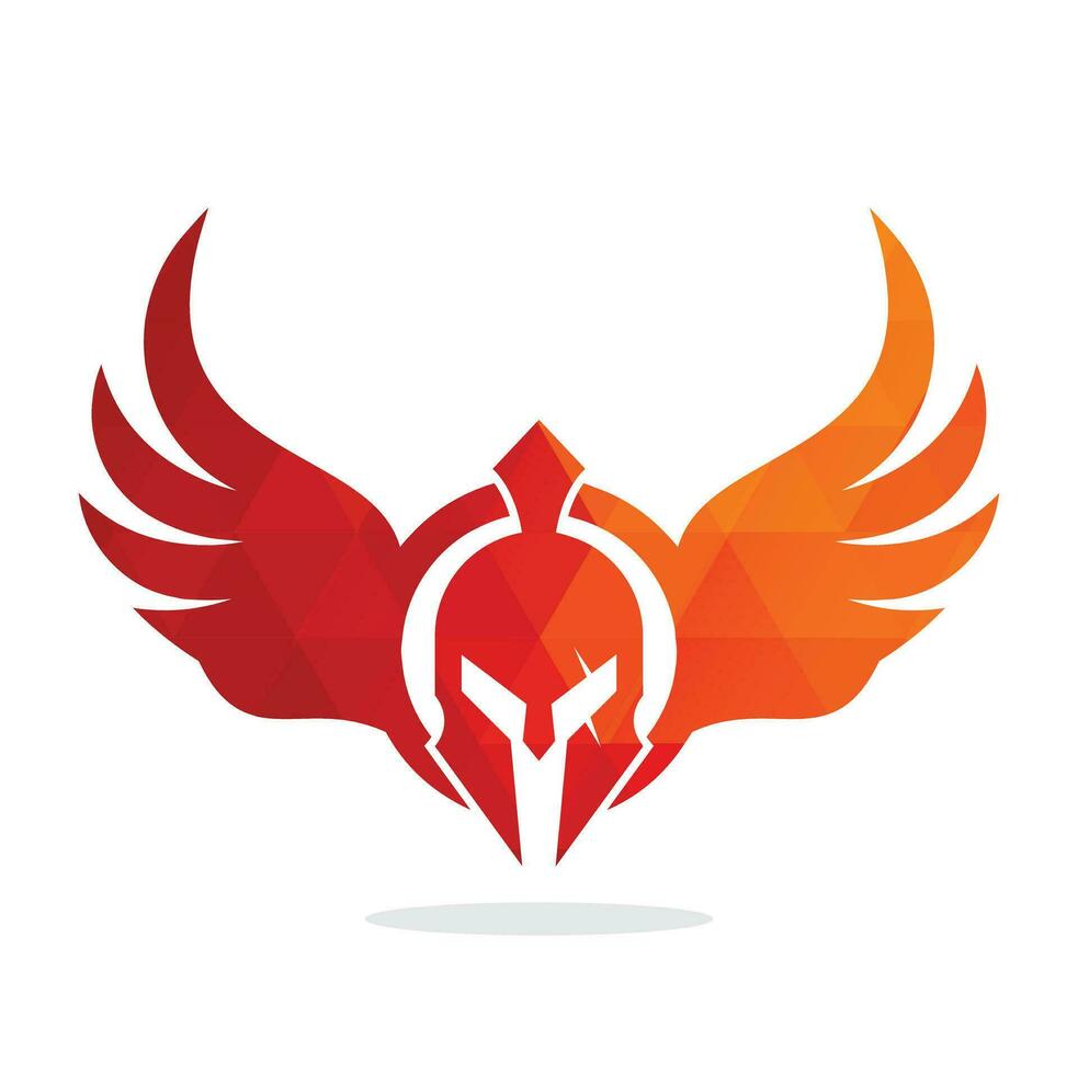 Spartan Warrior Helmet with Wings Emblem Badge Logo design vector