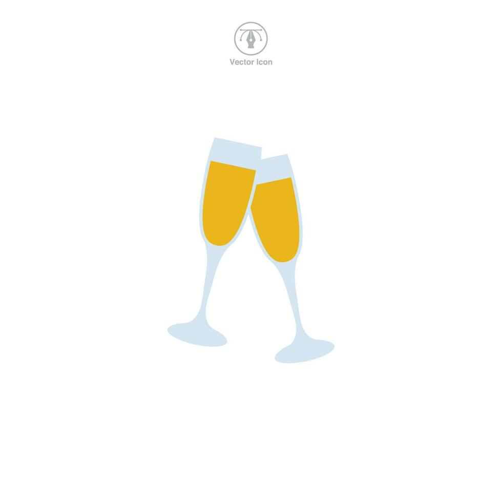 Cheers champagne glasses Icon symbol vector illustration isolated on white background