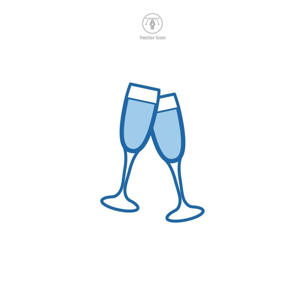Cheers champagne glasses Icon symbol vector illustration isolated on white background