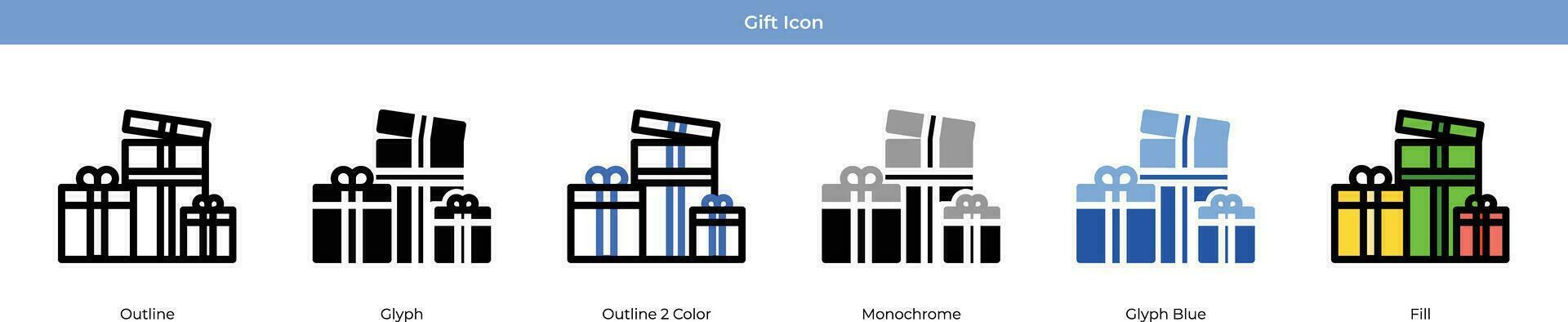 Gift New year Icon Set Vector