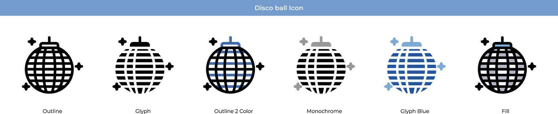 Disco Ball New year Icon Set Vector