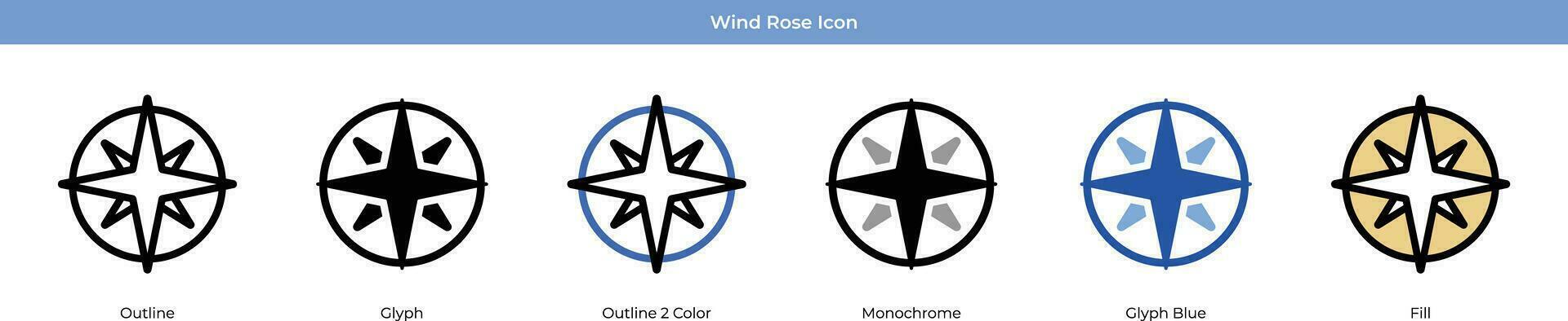 icono de rosa de los vientos vector