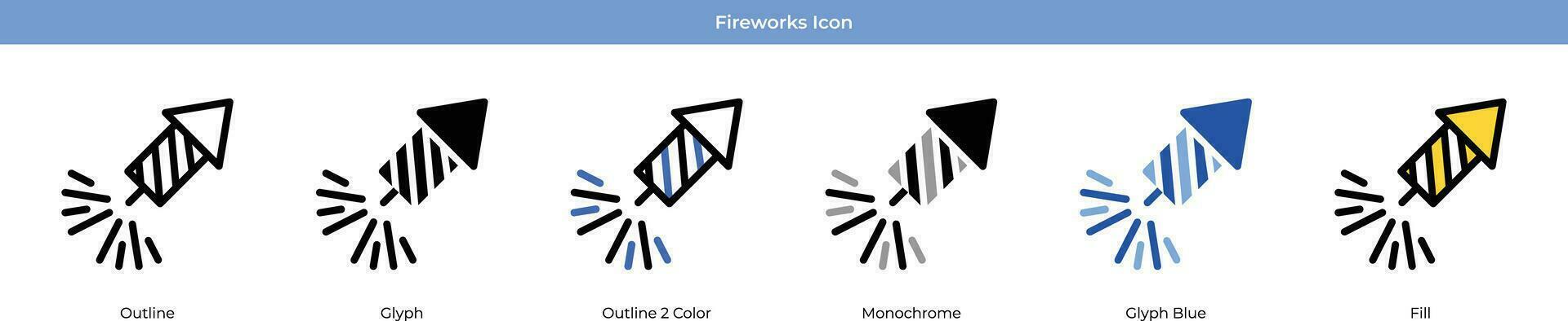 Firework New year Icon Set Vector