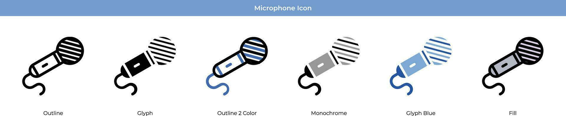Microphone New year Icon Set Vector