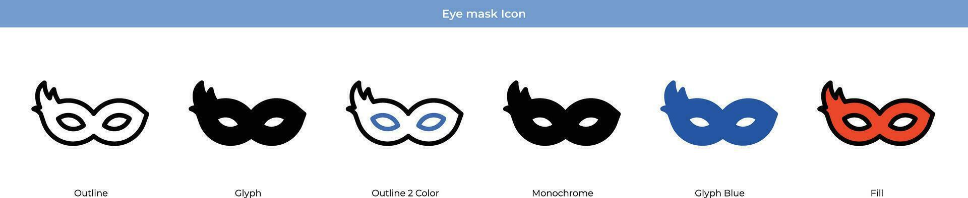 Eye Mask New year Icon Set Vector