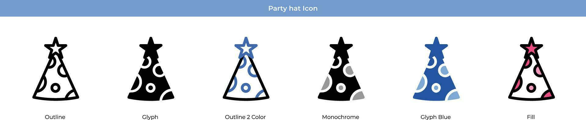 Party Hat New year Icon Set Vector