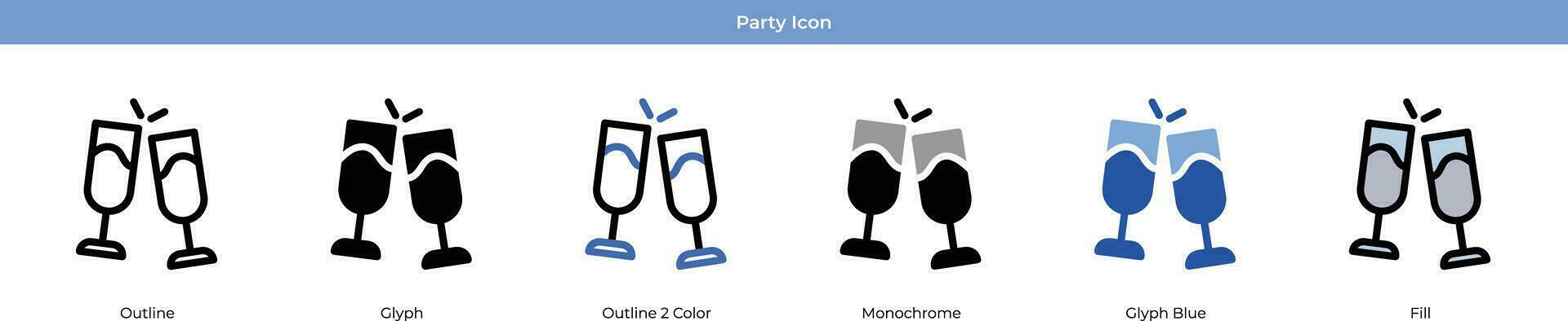 Party New year Icon Set Vector