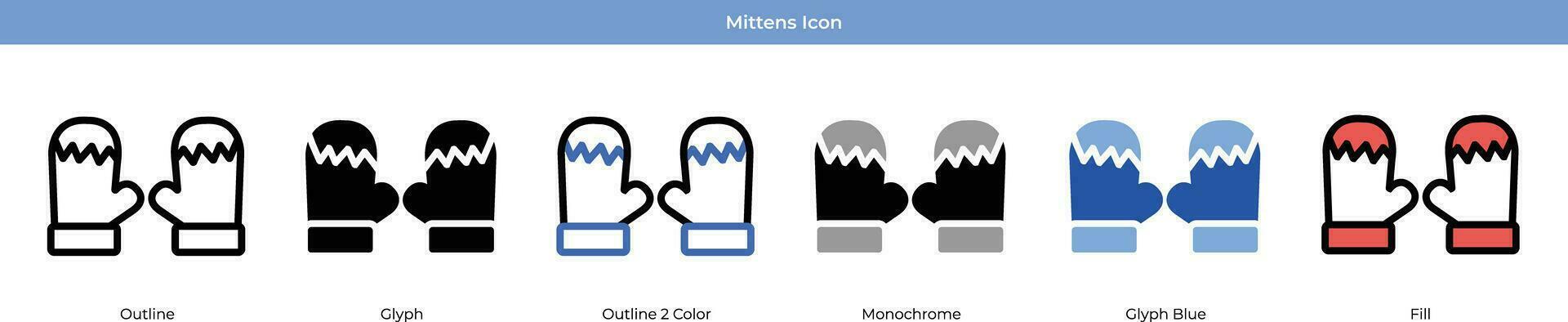 mitones icono conjunto vector