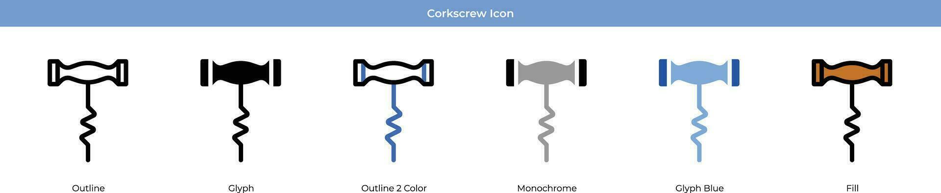Corkscrew New year Icon Set Vector