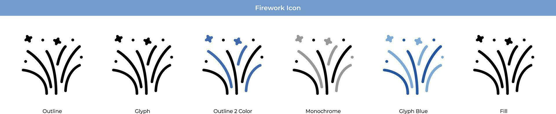 Firework New year Icon Set Vector