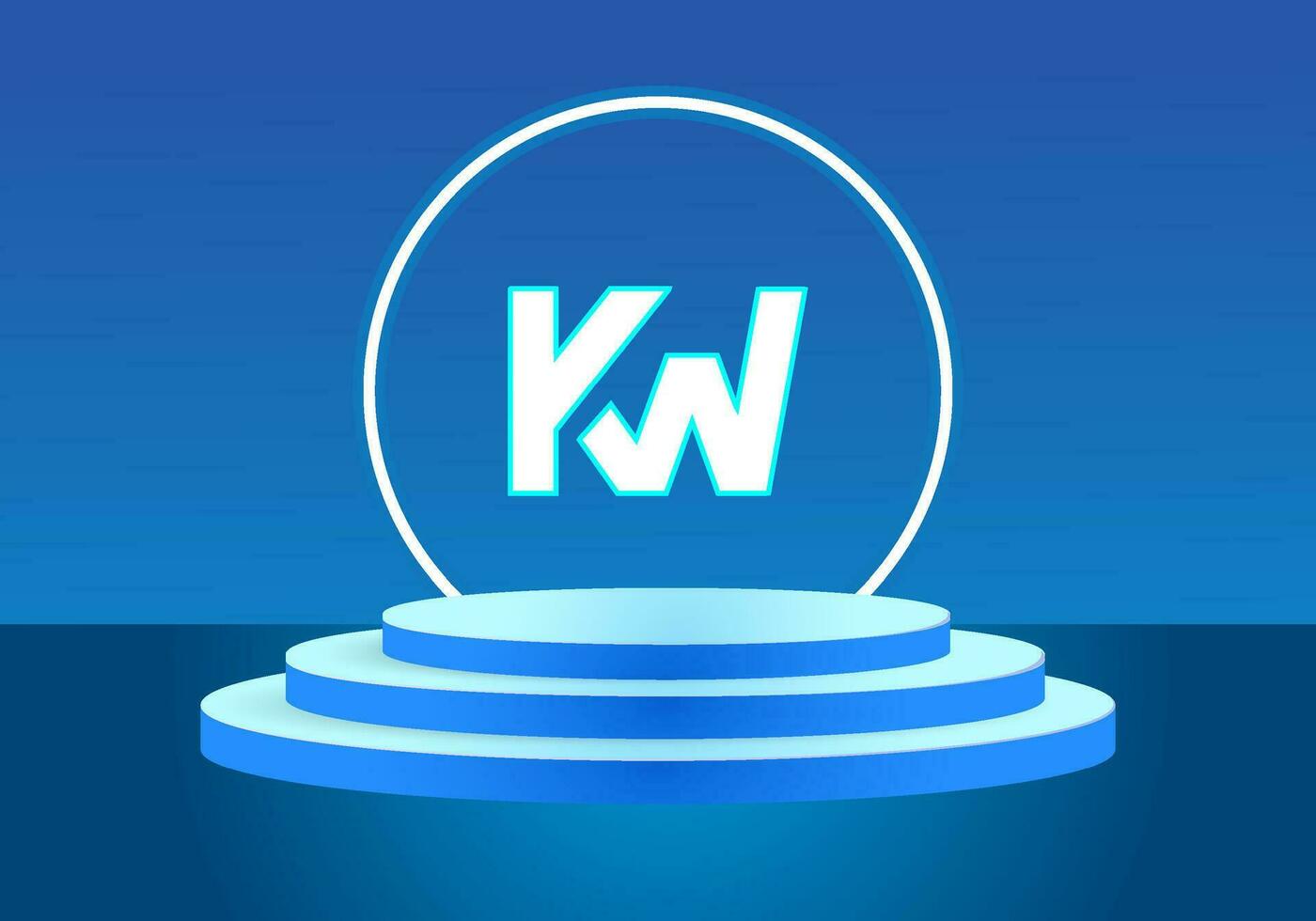 Letter KW blue logo sign. Vector logo design for business.