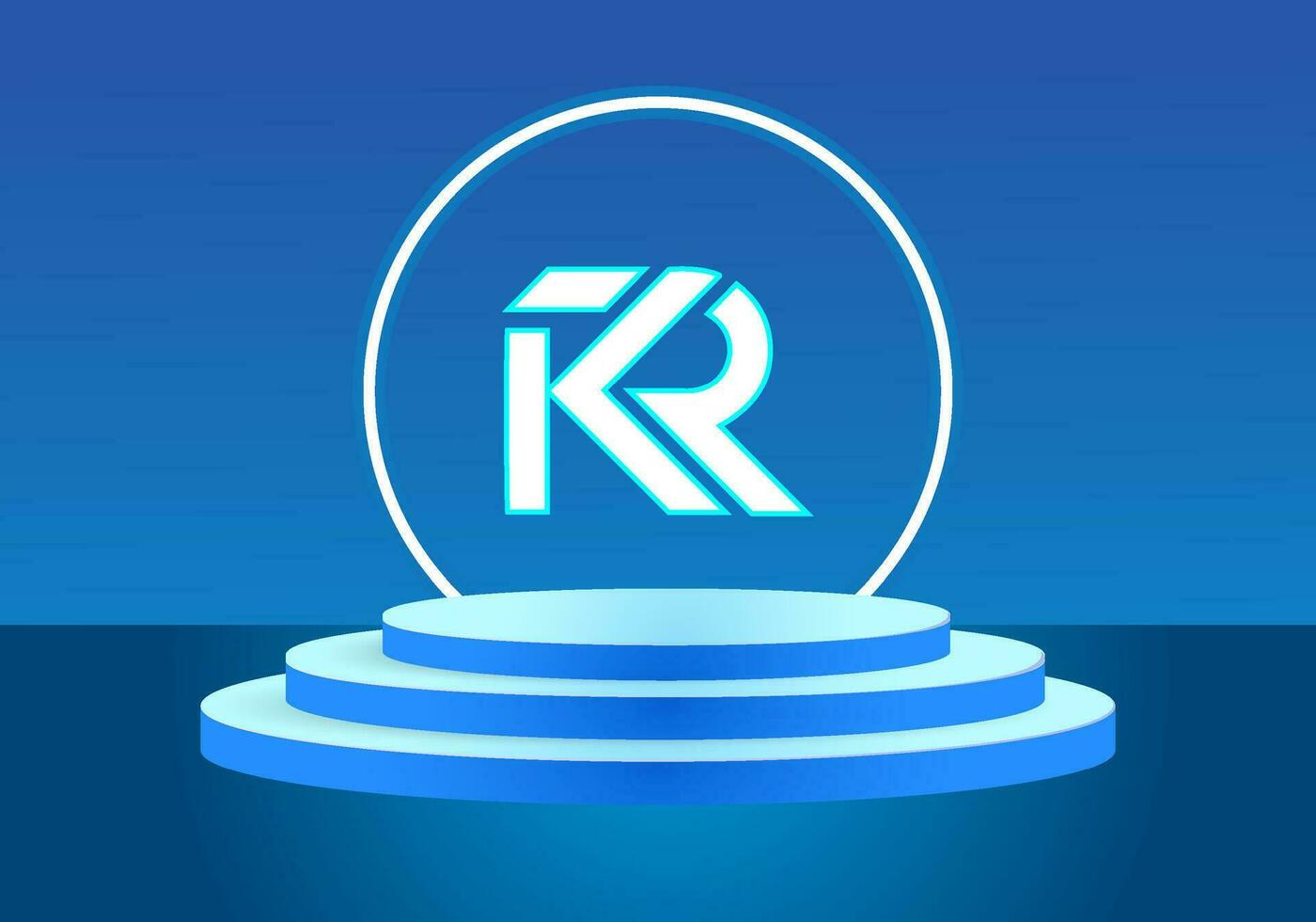 Letter KR blue logo sign. Vector logo design for business.