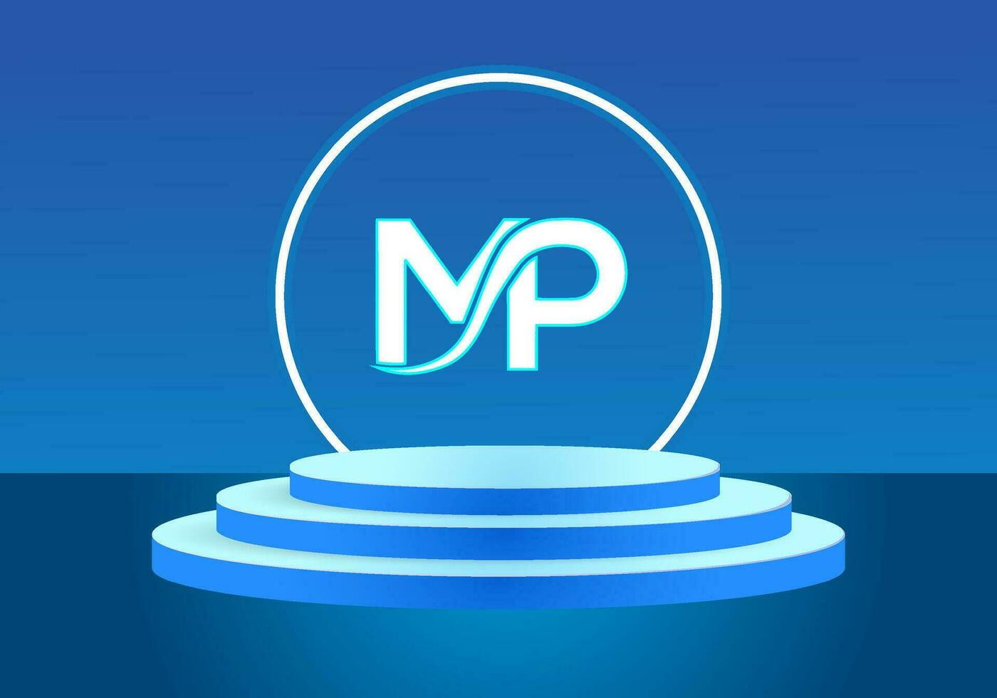 Letter MP blue logo sign. Vector logo design for business.
