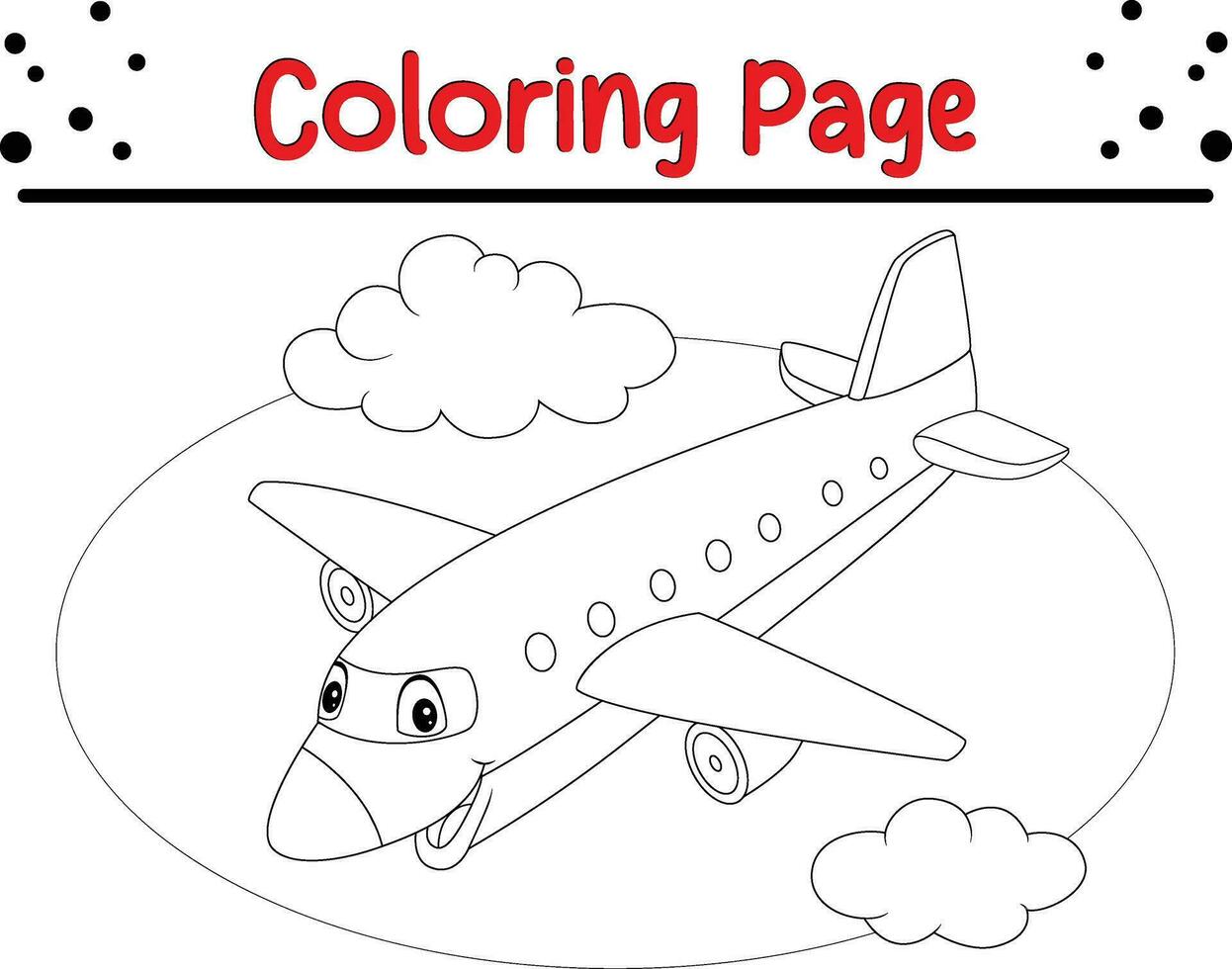 coloring page airplane flying sky vector