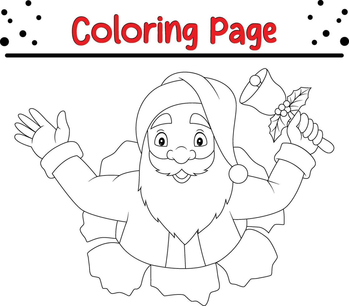 coloring page Santa Claus holding bell vector