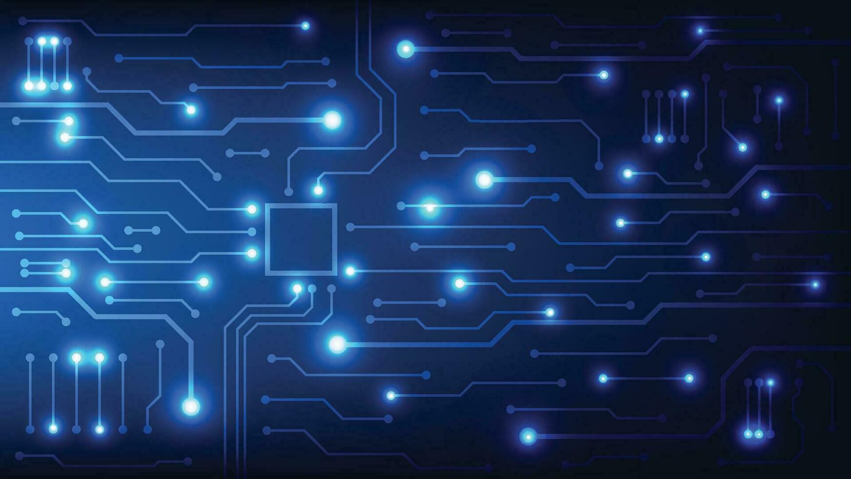 Hi tech digital circuit board. electrical lines connected on blue lighting background. futuristic technology design element concept vector