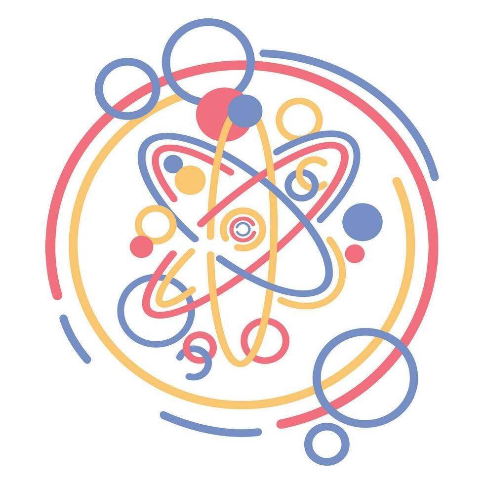 an illustration of an atom with a circle around it vector