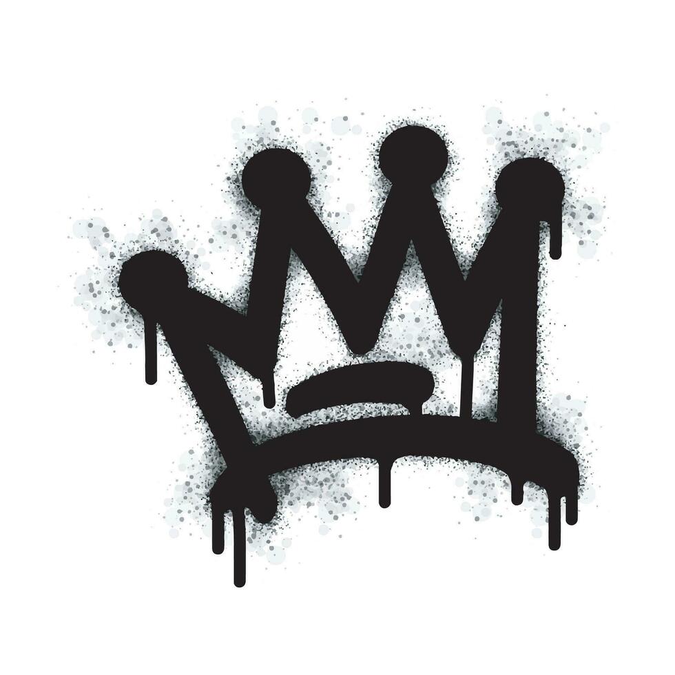 colección de grafitis pintados con spray en negro sobre blanco. símbolo de goteo de la corona. aislado sobre fondo blanco. ilustración vectorial vector