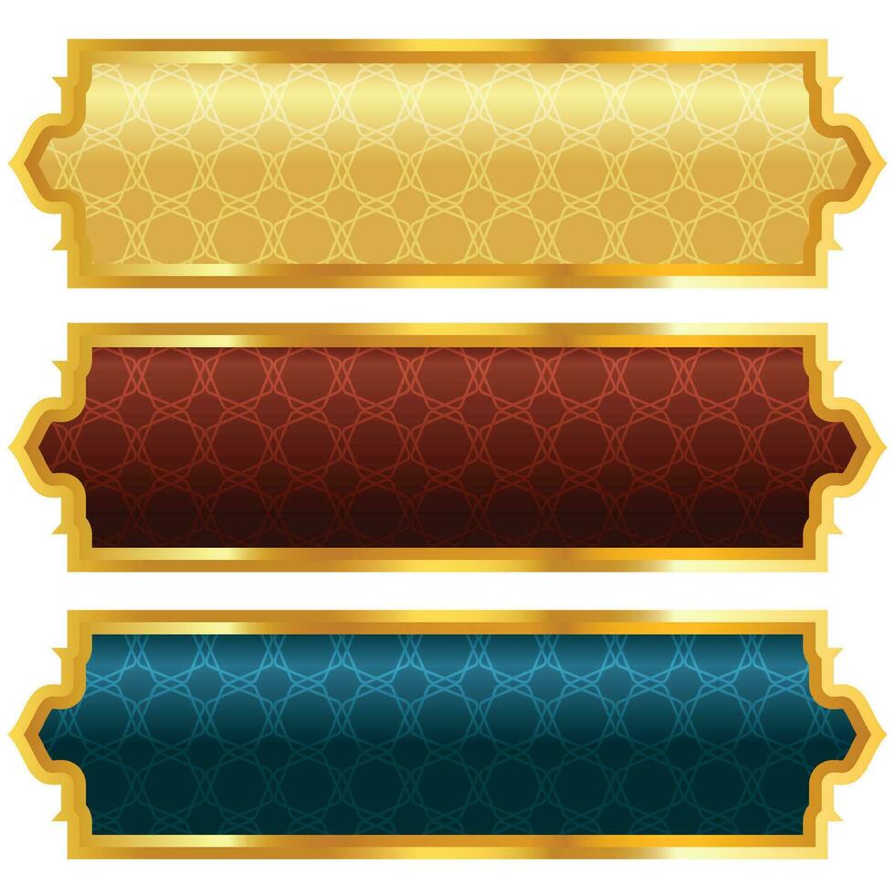 luxury golden arabic islamic banner title frame background gold text box clipart vector