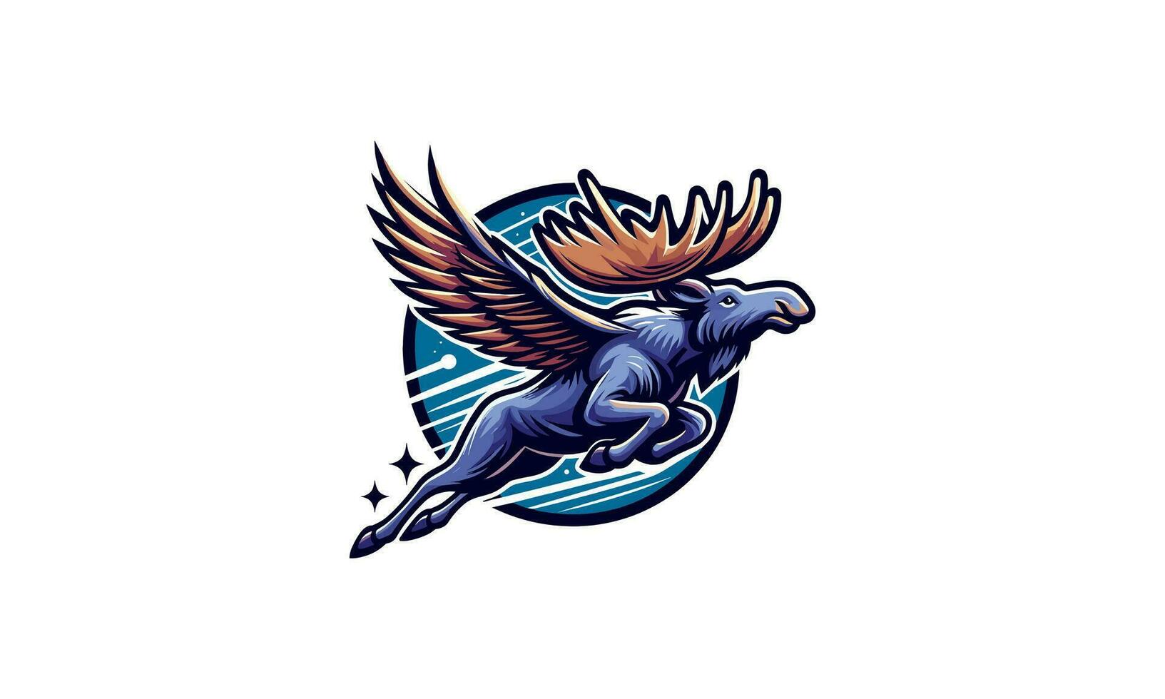 flying moose vector illustration logo design
