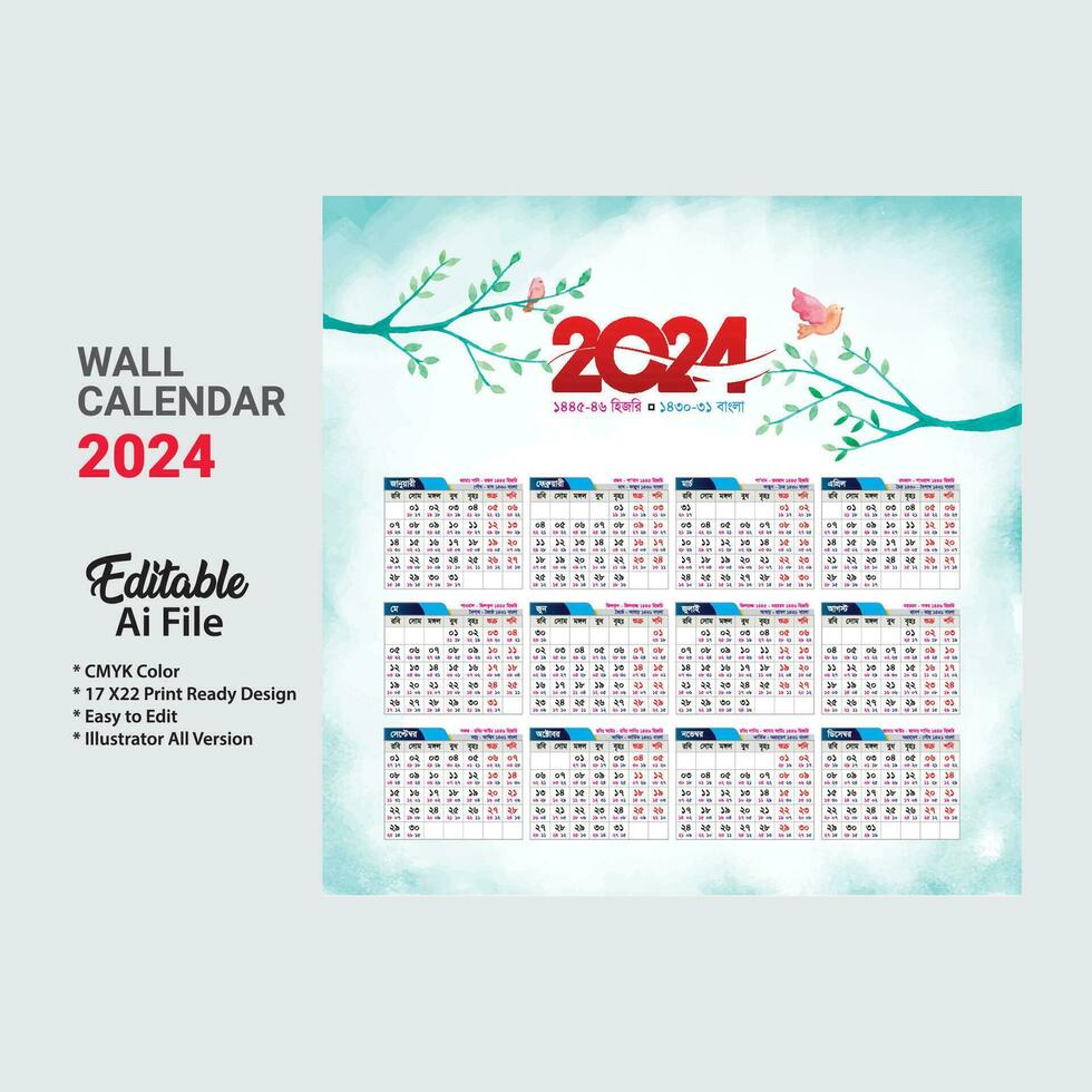 Calendar Design 2024 vector