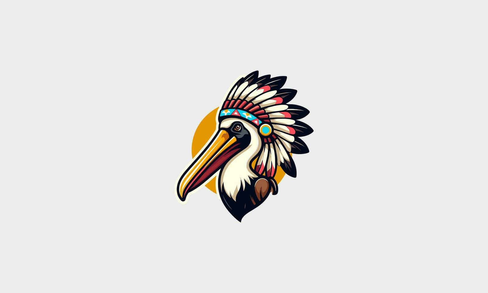 head pelican wearing native american vector mascot design