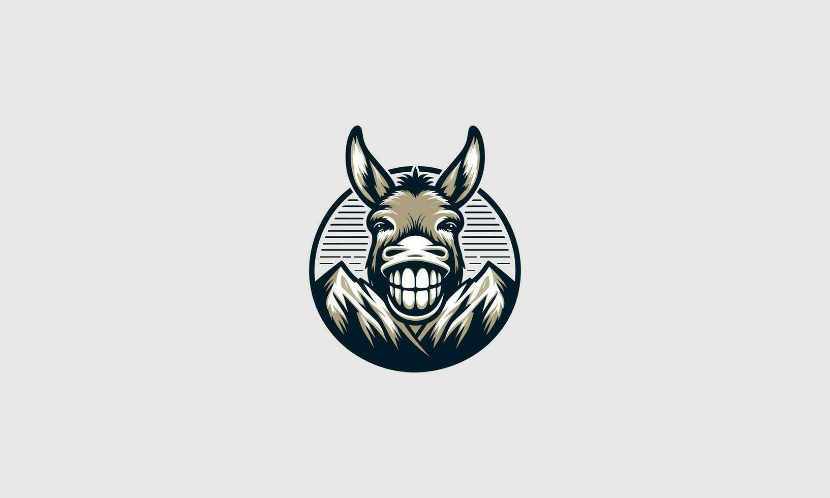 head donkey smile on mountain vector mascot design