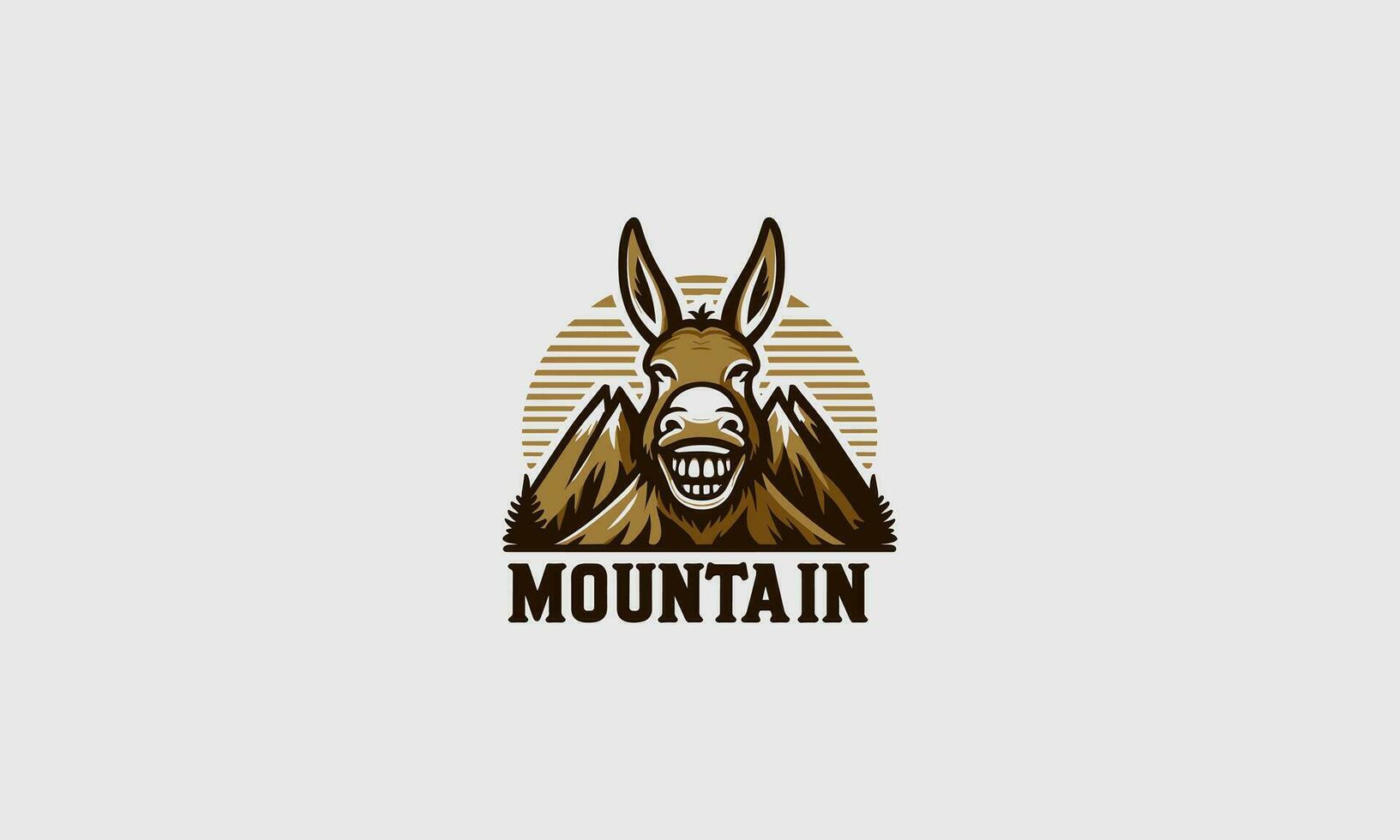 head donkey smile on mountain vector mascot design