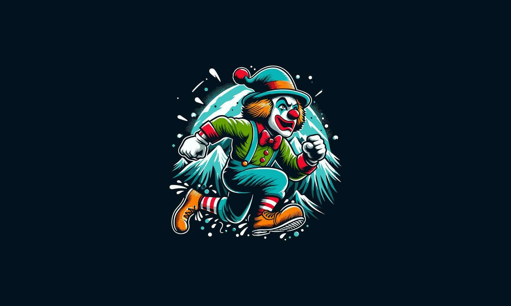 payaso corriendo en montaña vector ilustración obra de arte diseño