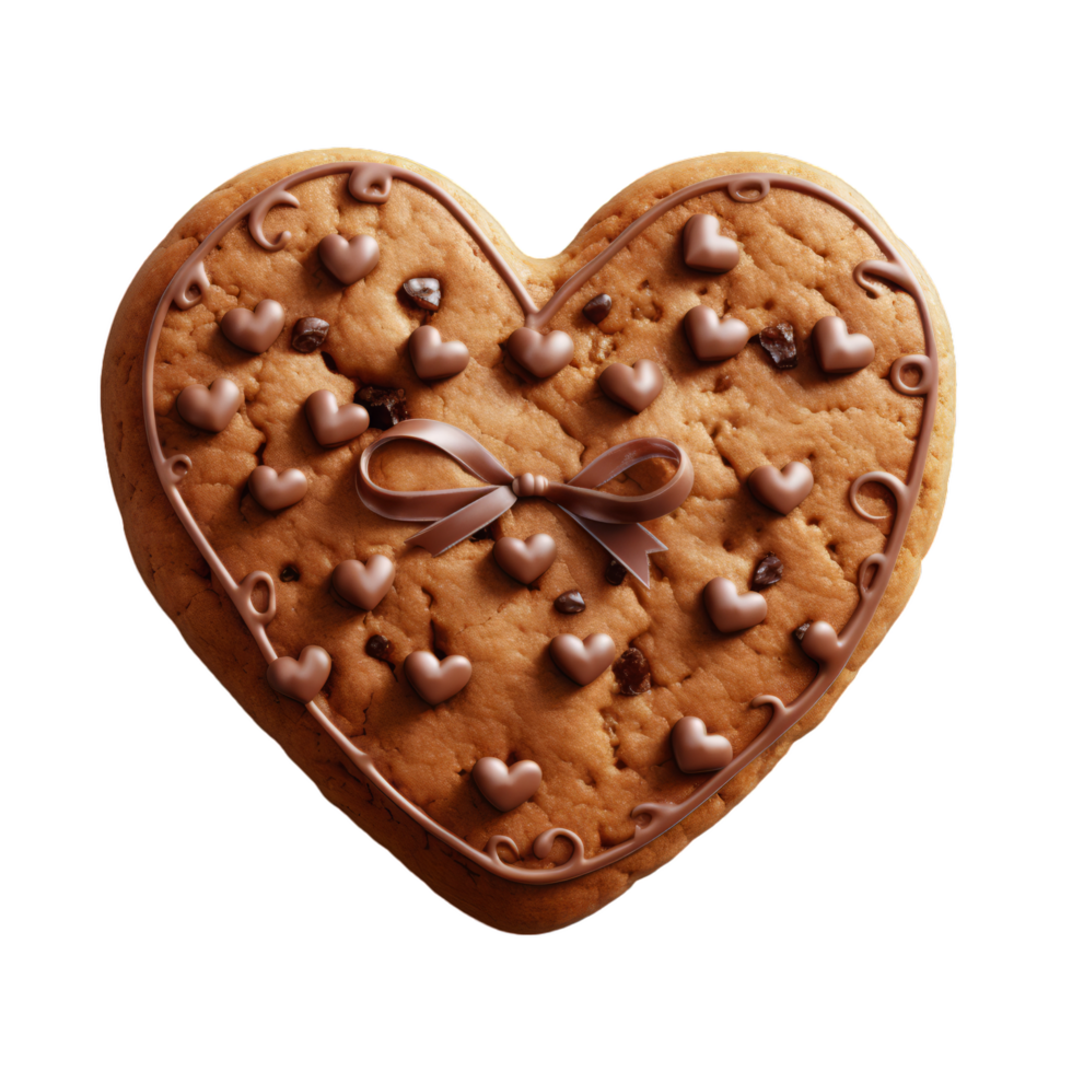 AI generated Heart-Shaped Cookie Isolated On Transparent Background png