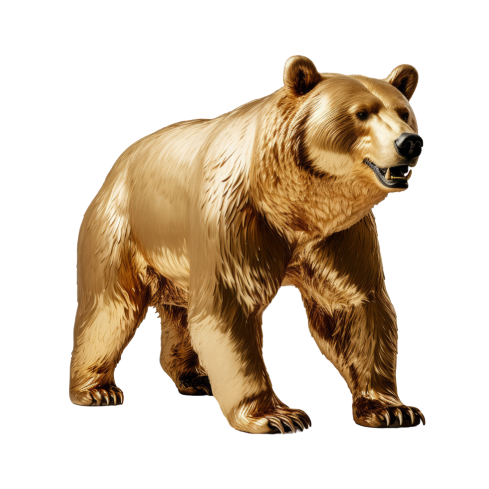 AI generated Golden Bear Statue Isolated On Transparent Background png