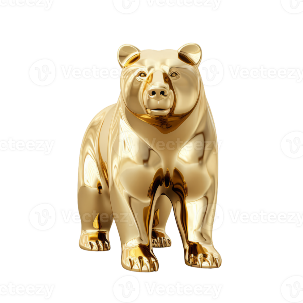 AI generated Golden Bear Statue Isolated On Transparent Background