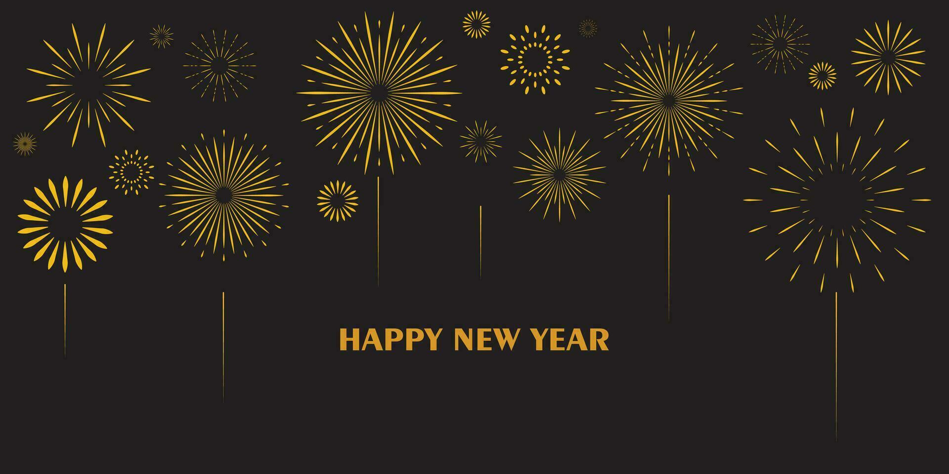 Vector Bright Colored Fireworks on night sky background