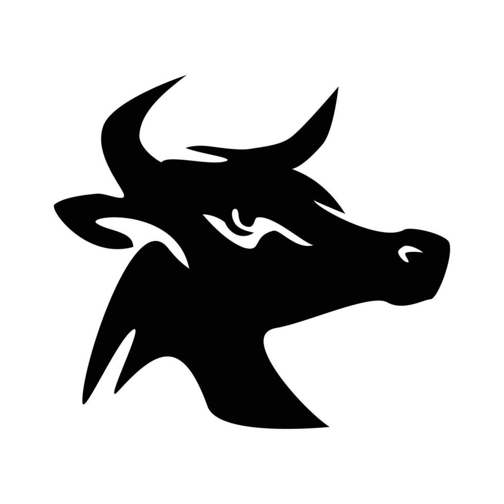 black bull silhouette design. wild buffalo sign and symbol. vector