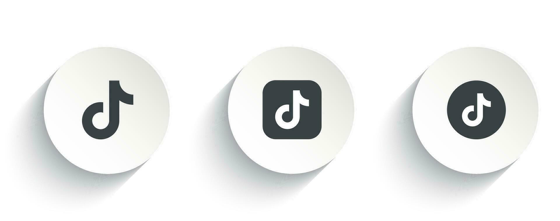 conjunto de Tik Tok vector icono con plano redondo botón aislado en blanco antecedentes.