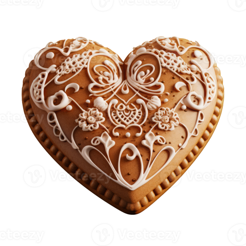 AI generated Heart-Shaped Cookie Isolated On Transparent Background png