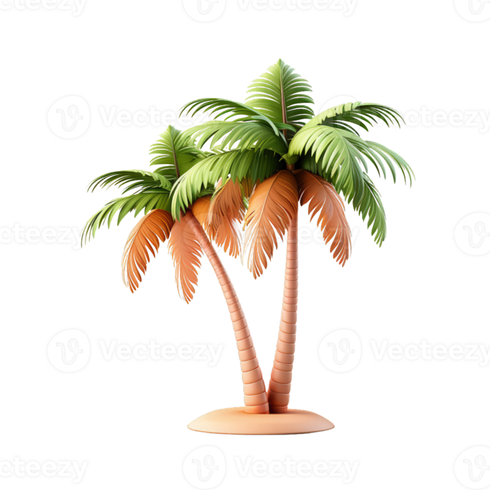 AI generated 3D Palm Tree Isolated On Transparent Background png