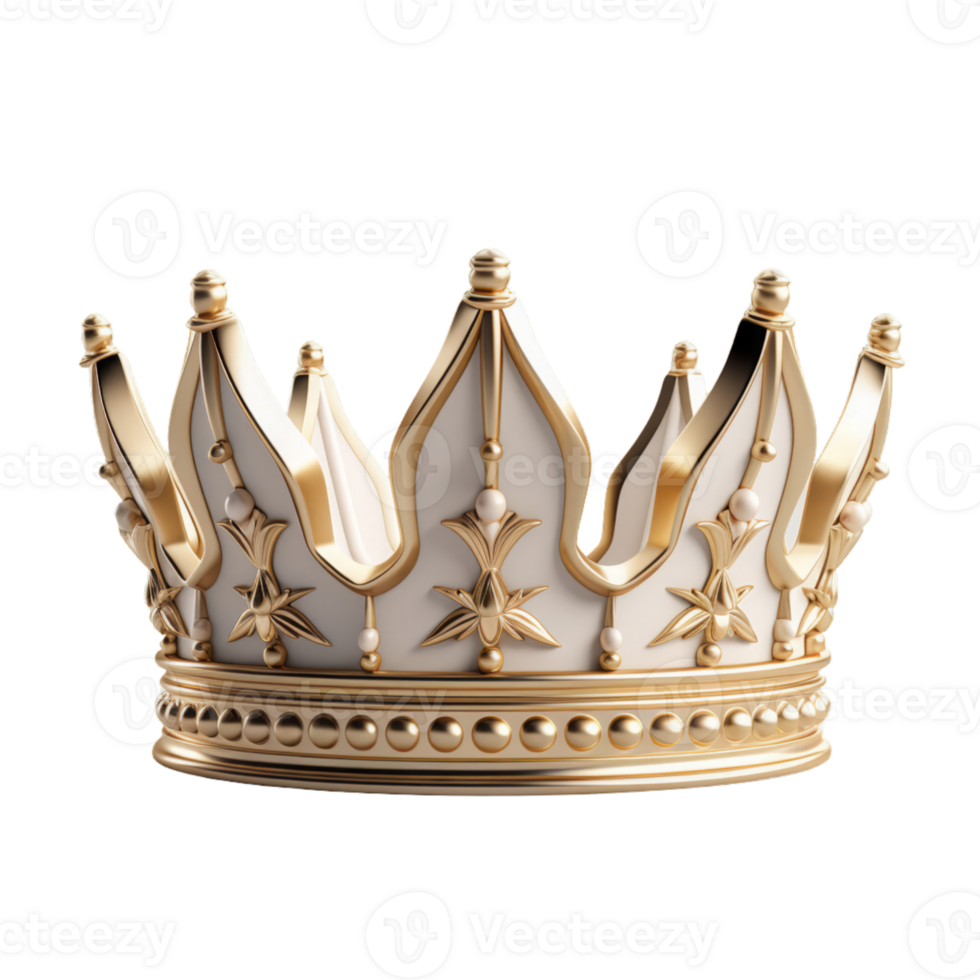 AI generated Elegant Golden Crown Isolated On Transparent Background png